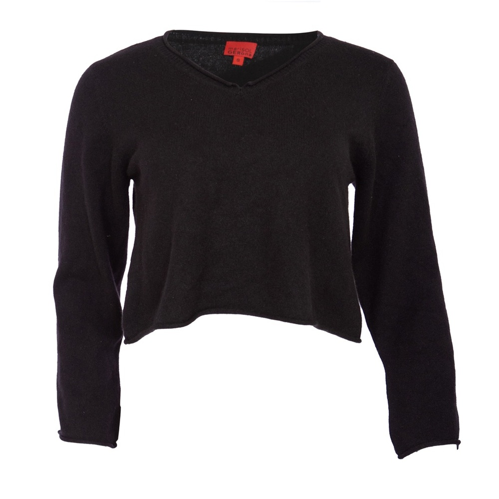 Marisol Gerona 100% Cashmere V-Neck Sweater Black